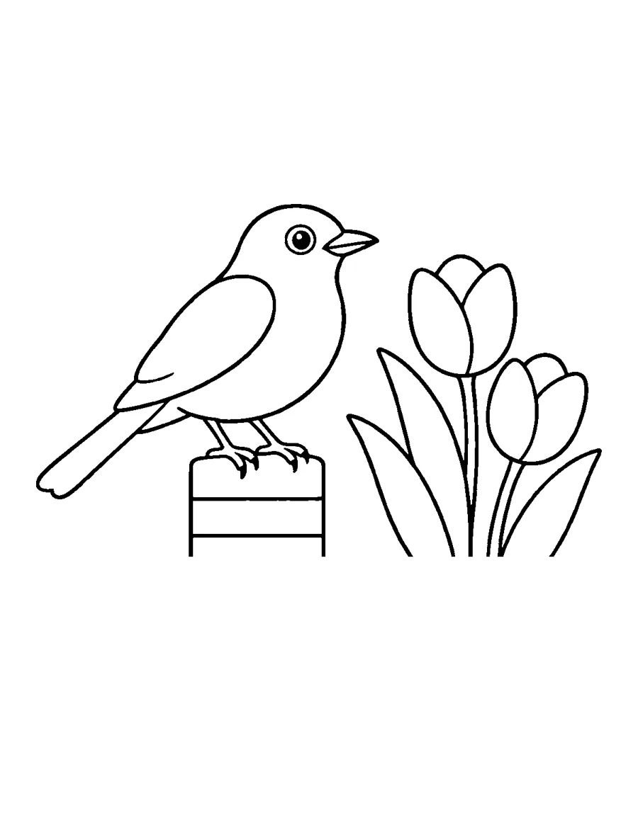 American robin coloring page, free printable