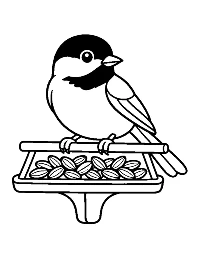 Black-capped Chickadee Coloring Page: free printable line art
