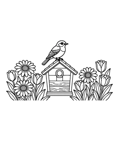 Detailed Bluebird Coloring Page: free printable line art