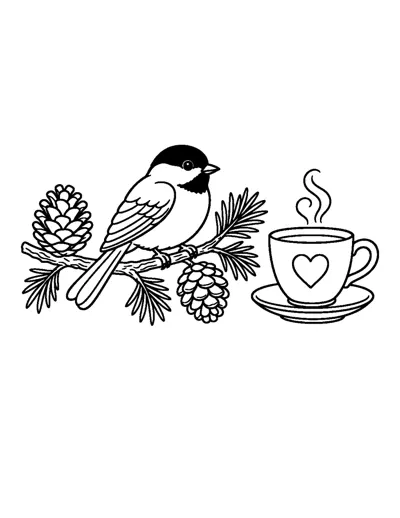 Detailed Chickadee Coloring Page: free printable line art