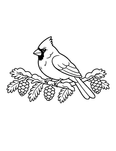 Northern Cardinal Coloring Page: free printable line art