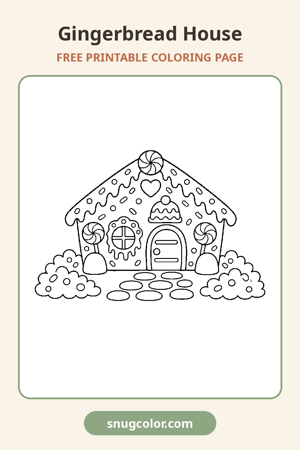 Gingerbread House Coloring Page Pinterest pin