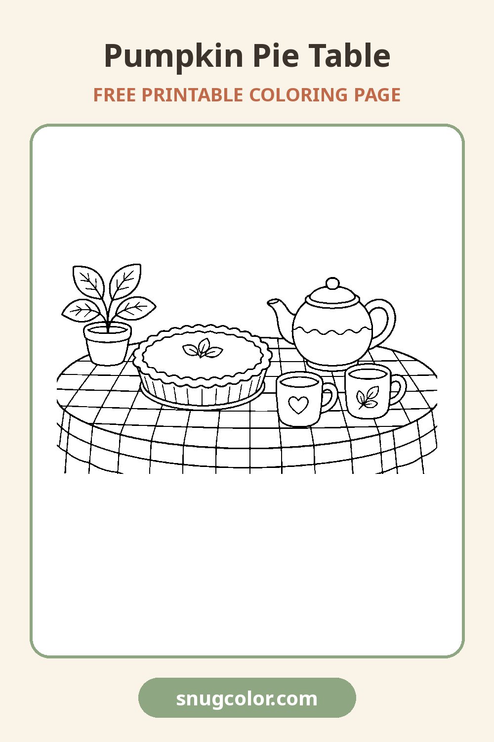 Pumpkin Pie Table Coloring Page Pinterest pin