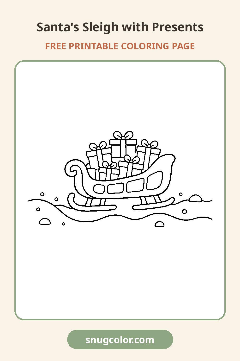 Santa's Sleigh with Presents Coloring Page Pinterest pin